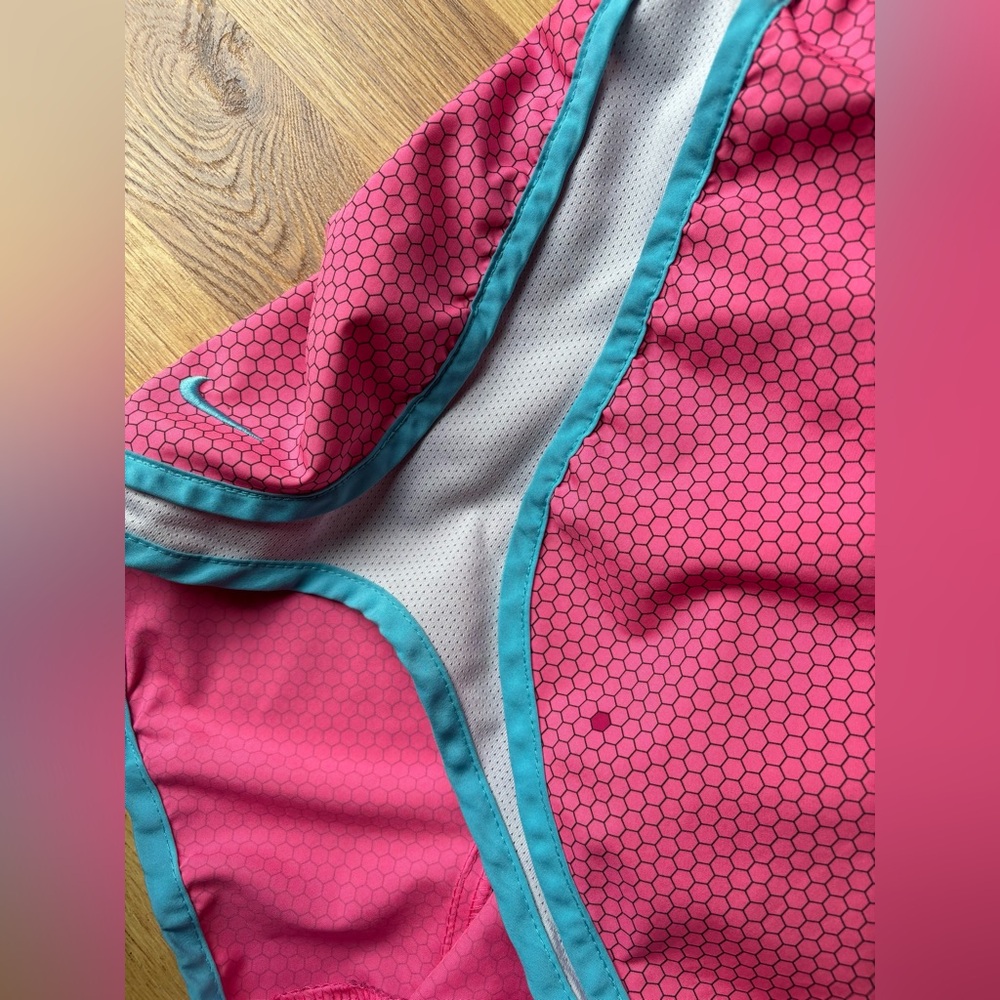 Nike Dri-fit Pink Hexagon Print Lined Running Shorts Women’s Large - Picture 3 of 5
